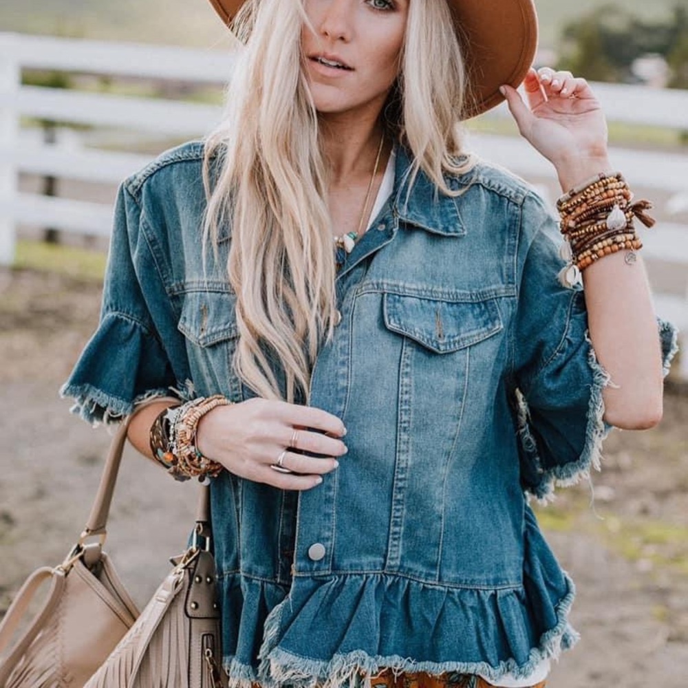 Listing for @jkreller ❤️ Ruffle Denim Jacket ❤️